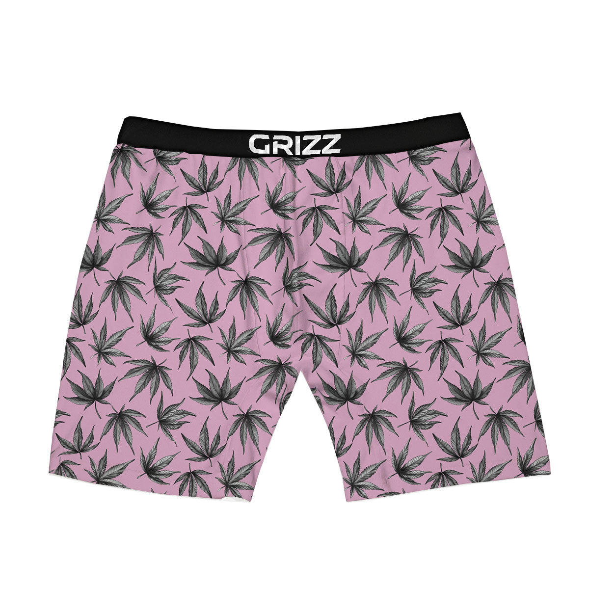Cannabis Leaf Pink And Green Print Boxer Briefs-grizzshop
