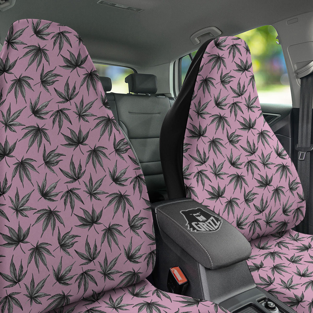 Cannabis Leaf Pink And Green Print Car Seat Covers-grizzshop
