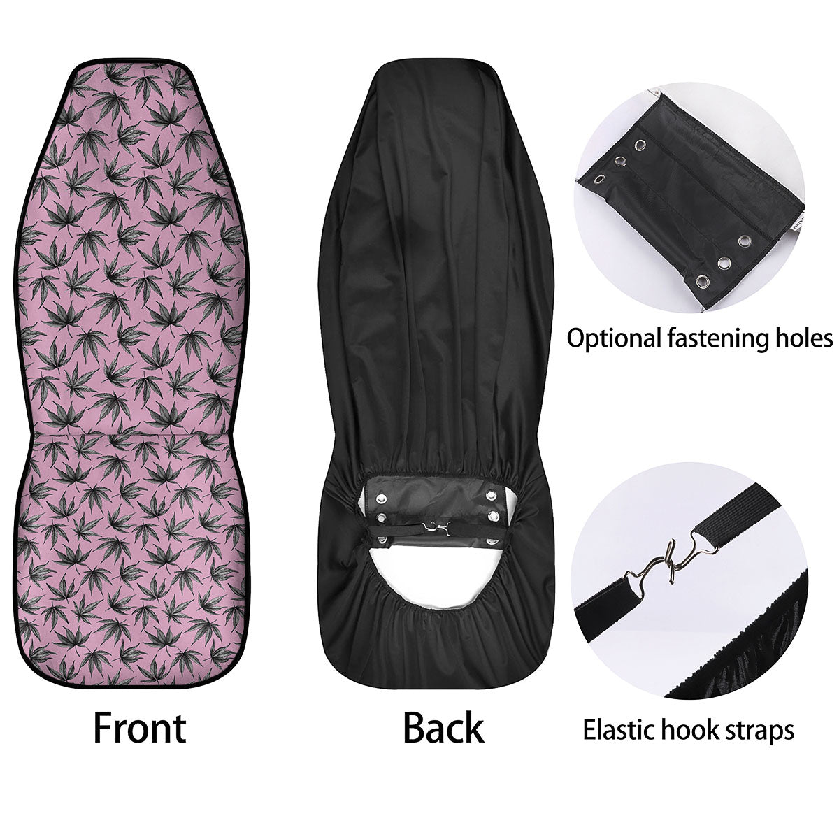 Cannabis Leaf Pink And Green Print Car Seat Covers-grizzshop