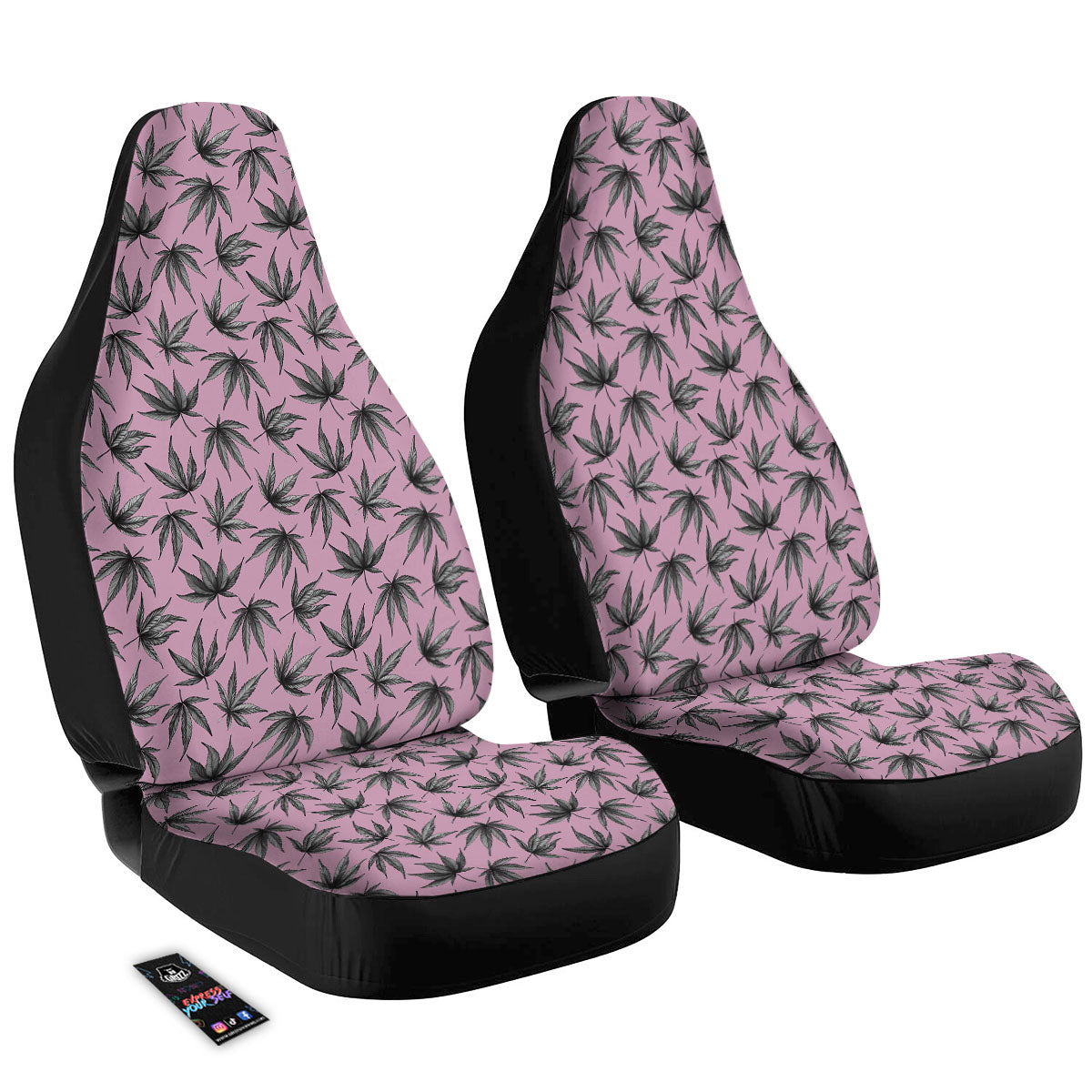 Cannabis Leaf Pink And Green Print Car Seat Covers-grizzshop