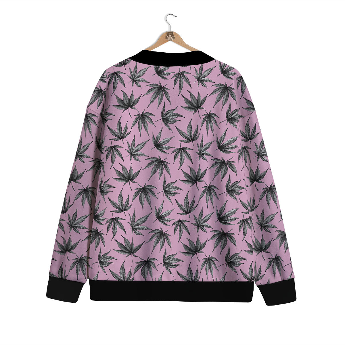 Cannabis Leaf Pink And Green Print Cardigan-grizzshop