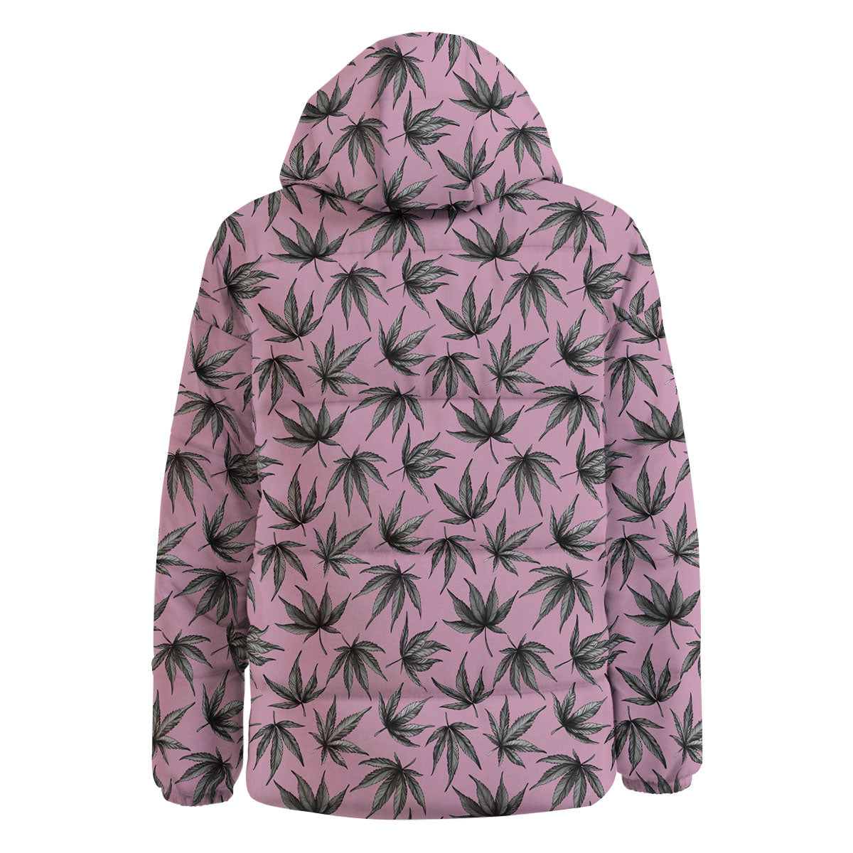 Cannabis Leaf Pink And Green Print Down Jacket-grizzshop