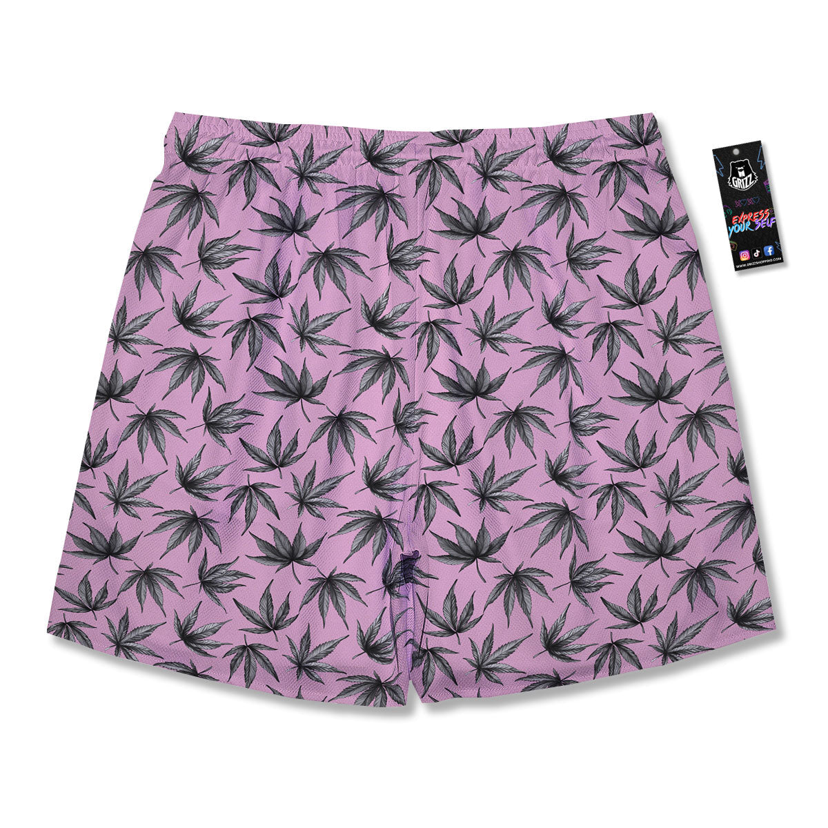 Cannabis Leaf Pink And Green Print Men's Running Shorts-grizzshop