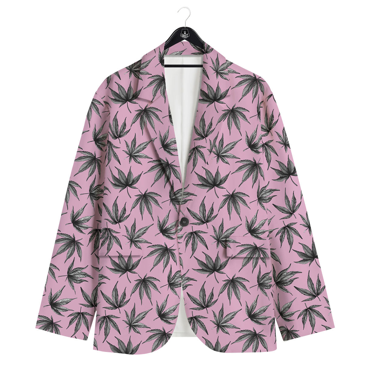 Cannabis Leaf Pink And Green Print Men's Sport Coat-grizzshop
