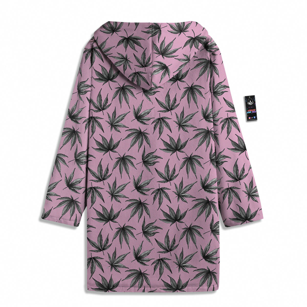 Cannabis Leaf Pink And Green Print Men's Windbreaker Jacket-grizzshop