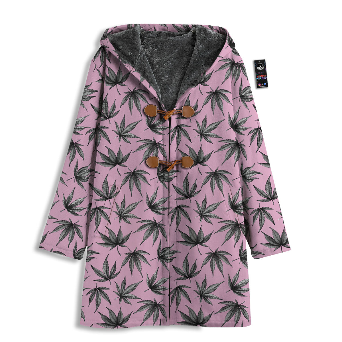 Cannabis Leaf Pink And Green Print Men's Windbreaker Jacket-grizzshop