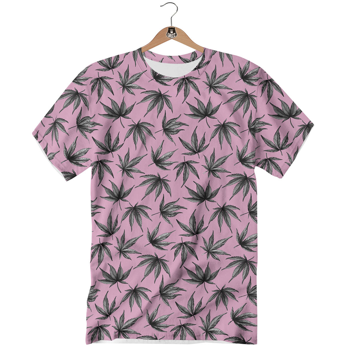 Cannabis Leaf Pink And Green Print T-Shirt-grizzshop