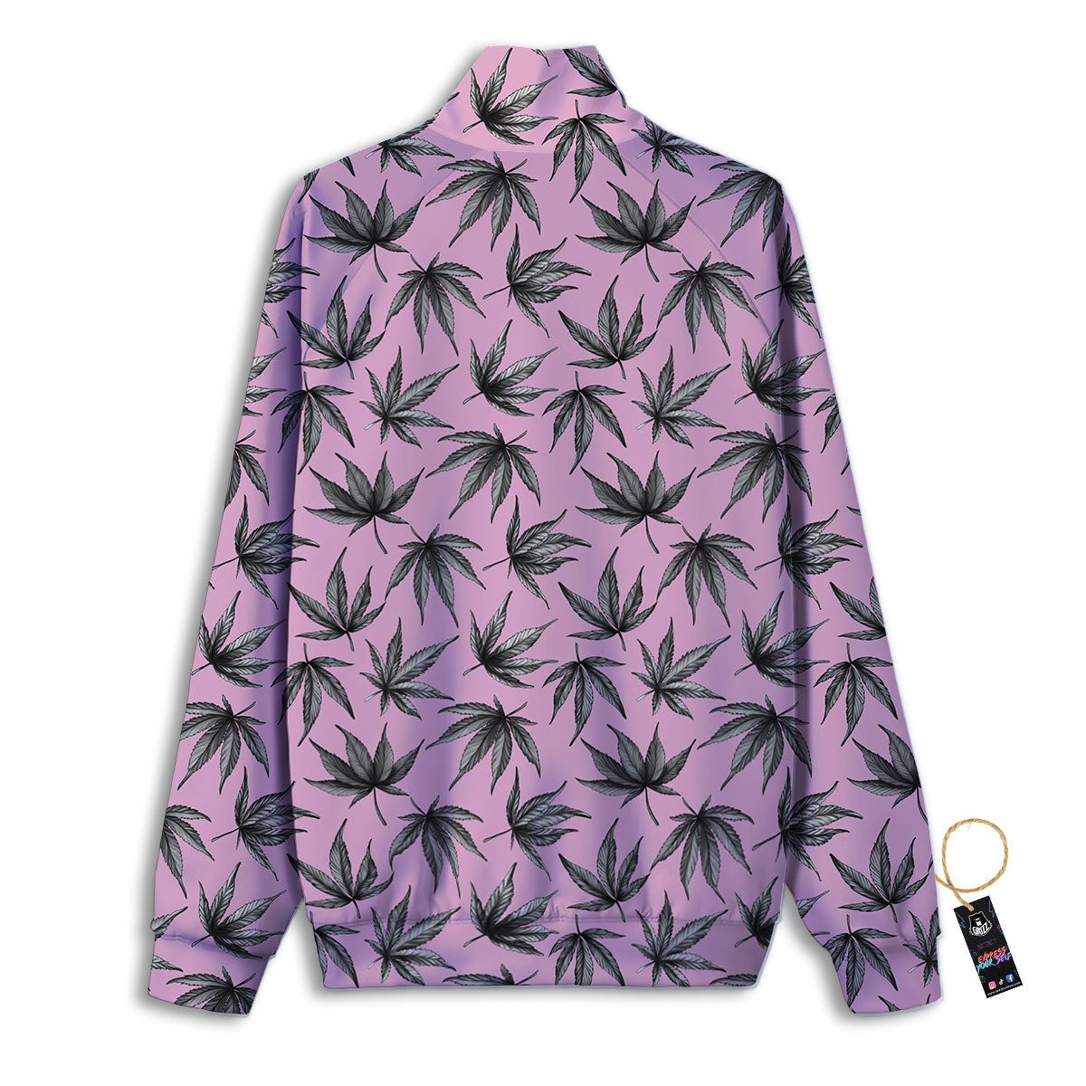 Cannabis Leaf Pink And Green Print Track Jacket-grizzshop