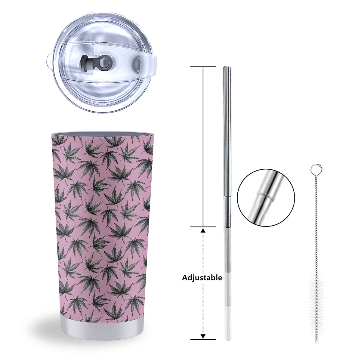 Cannabis Leaf Pink And Green Print Tumbler-grizzshop