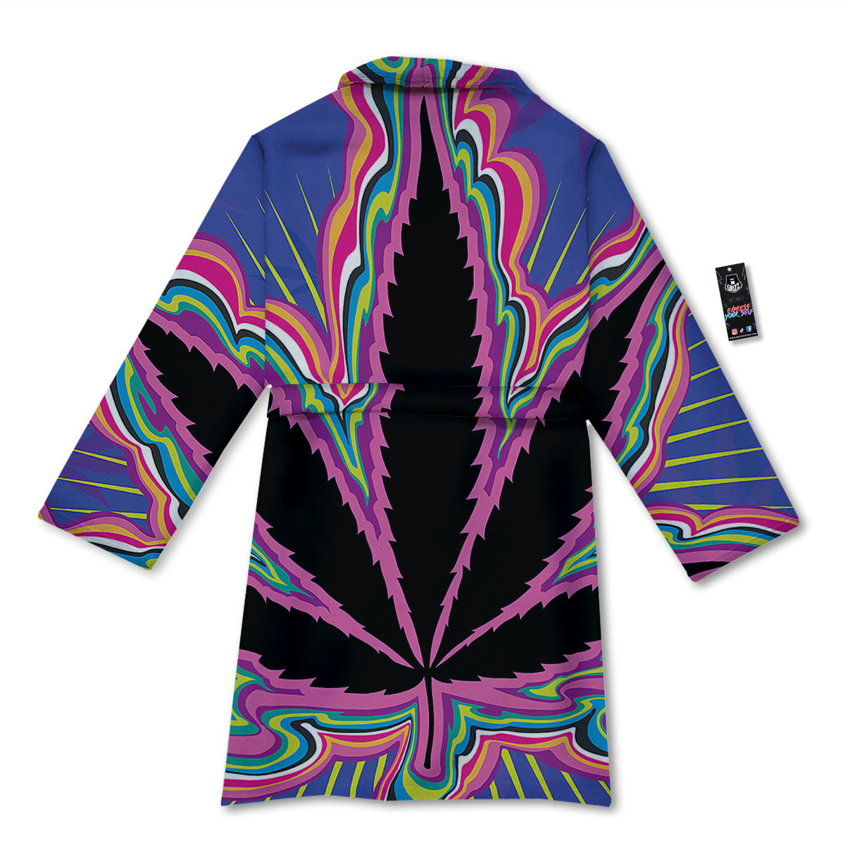 Cannabis Leaf Psychedelic Print Bathrobe-grizzshop