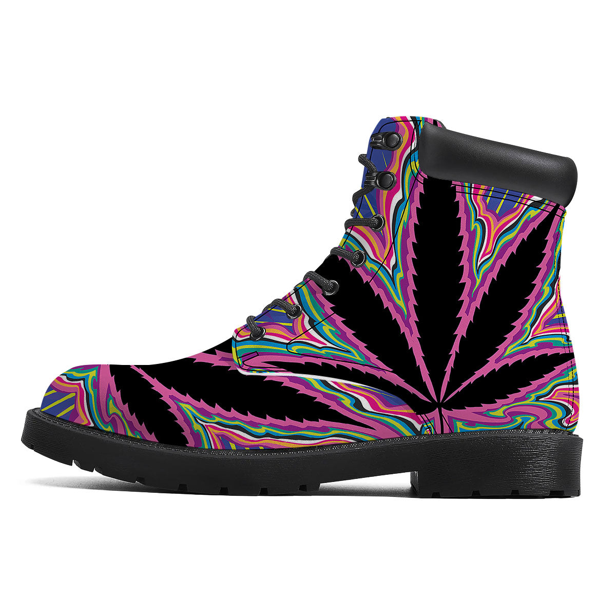 Cannabis Leaf Psychedelic Print Boots-grizzshop