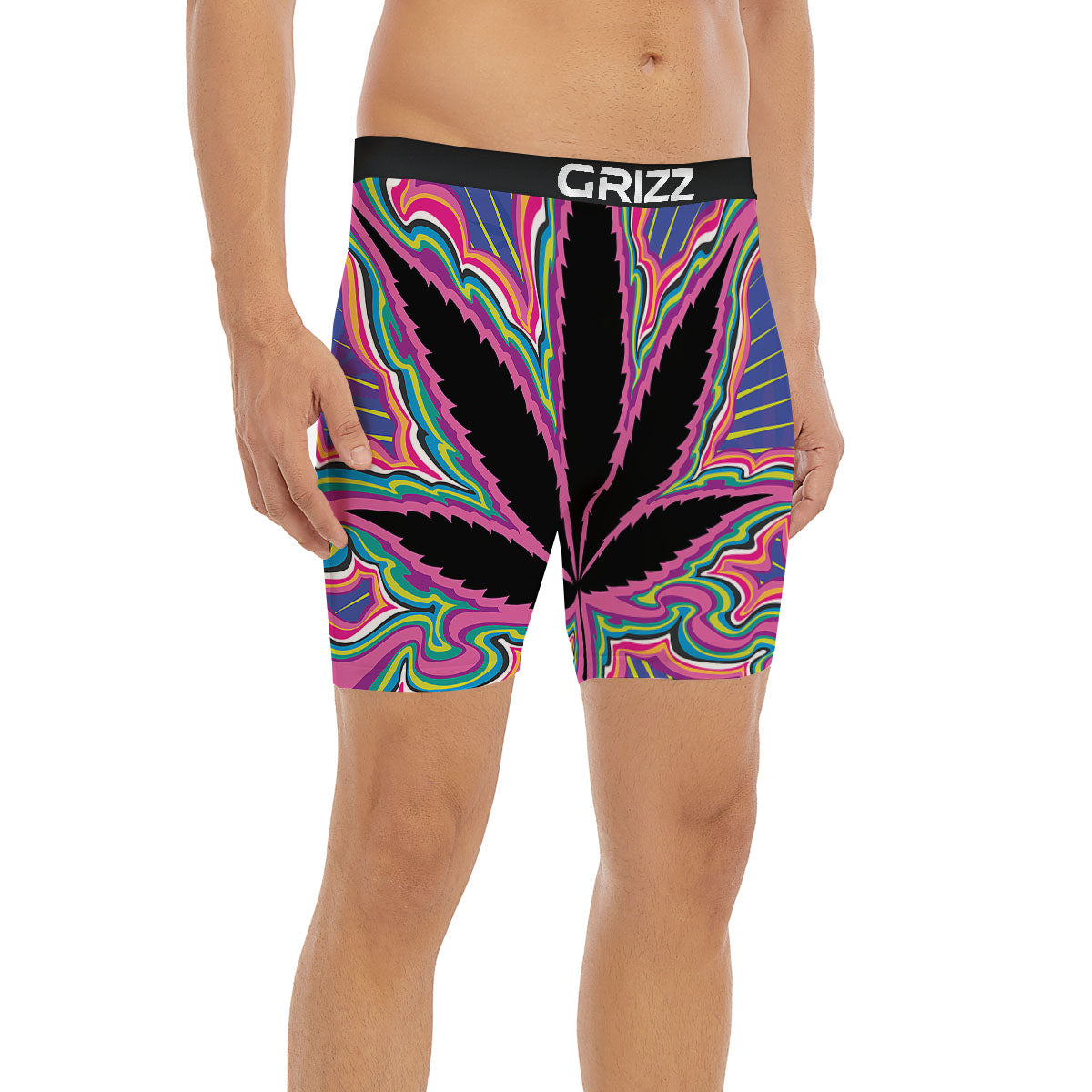 Cannabis Leaf Psychedelic Print Boxer Briefs-grizzshop