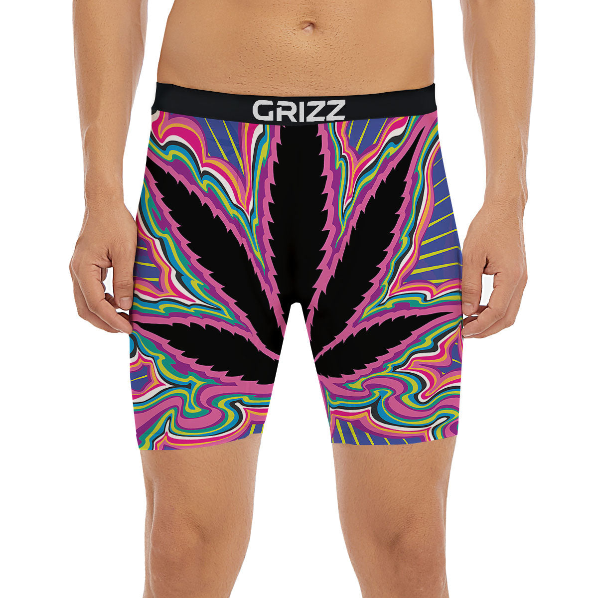 Cannabis Leaf Psychedelic Print Boxer Briefs-grizzshop