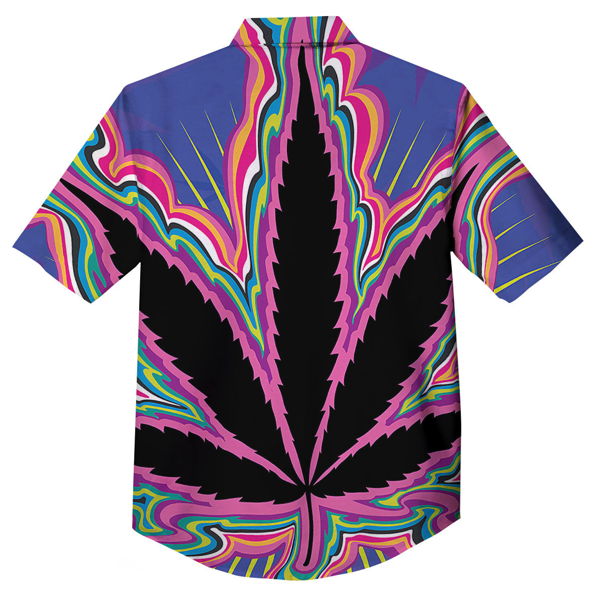 Cannabis Leaf Psychedelic Print Button Up Shirt-grizzshop