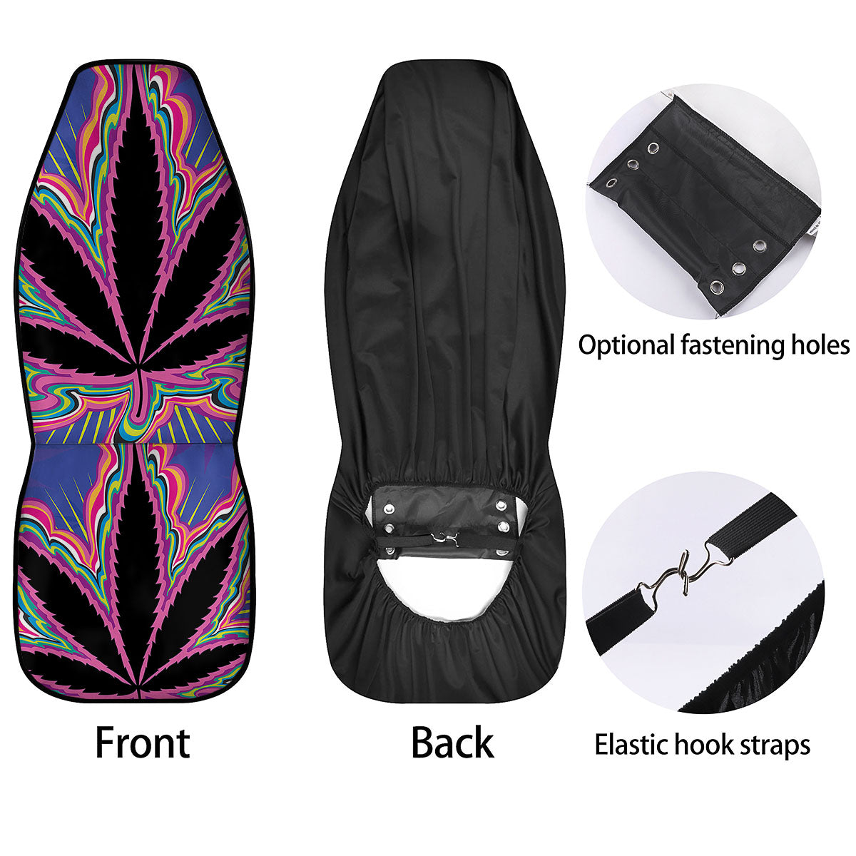 Cannabis Leaf Psychedelic Print Car Seat Covers-grizzshop