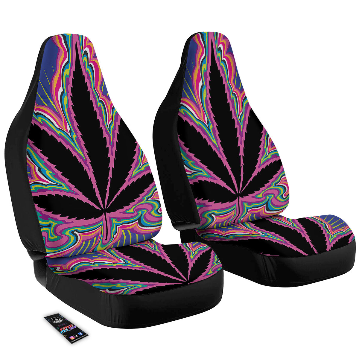 Cannabis Leaf Psychedelic Print Car Seat Covers-grizzshop