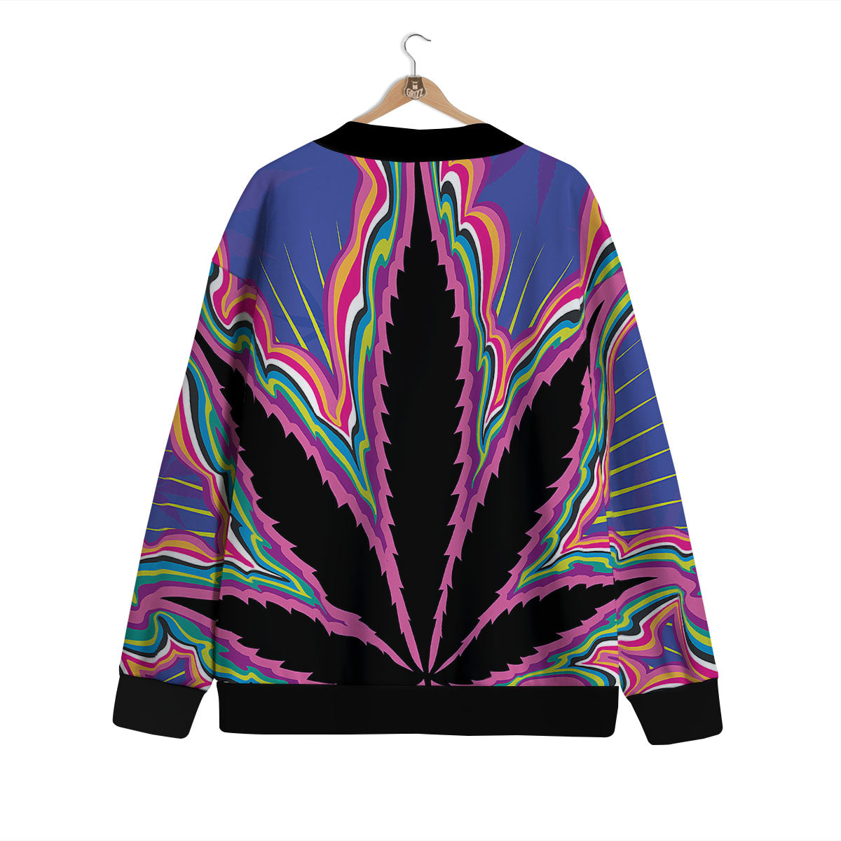Cannabis Leaf Psychedelic Print Cardigan-grizzshop