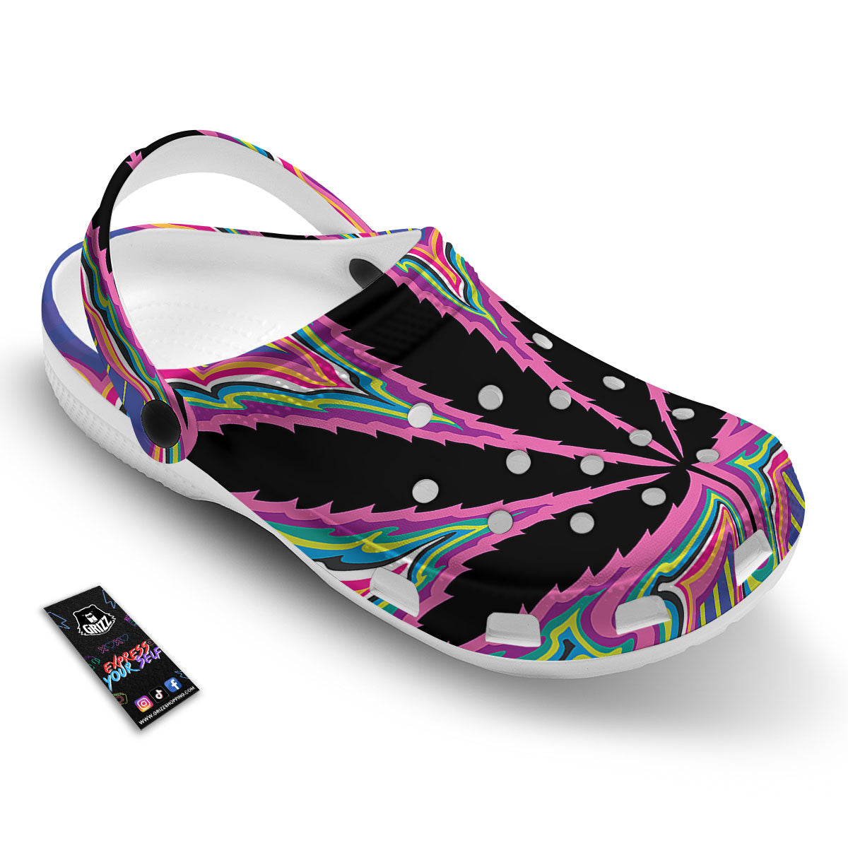 Cannabis Leaf Psychedelic Print Clog-grizzshop