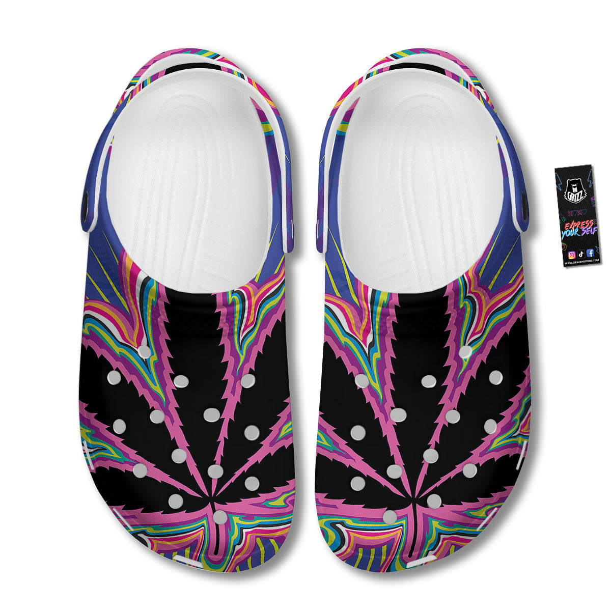Cannabis Leaf Psychedelic Print Clog-grizzshop