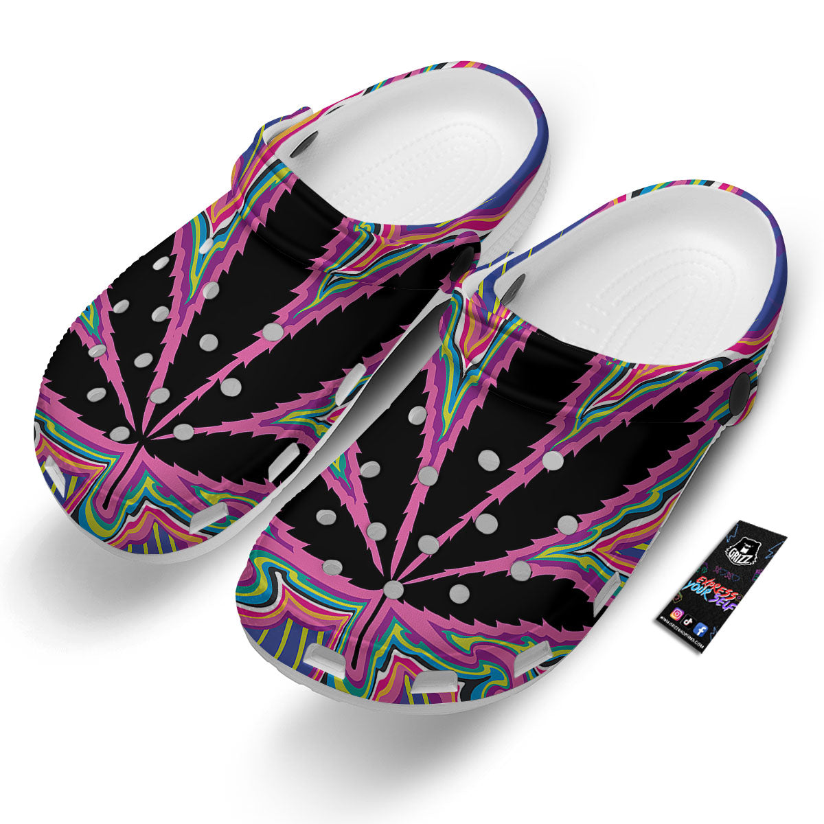 Cannabis Leaf Psychedelic Print Clog-grizzshop