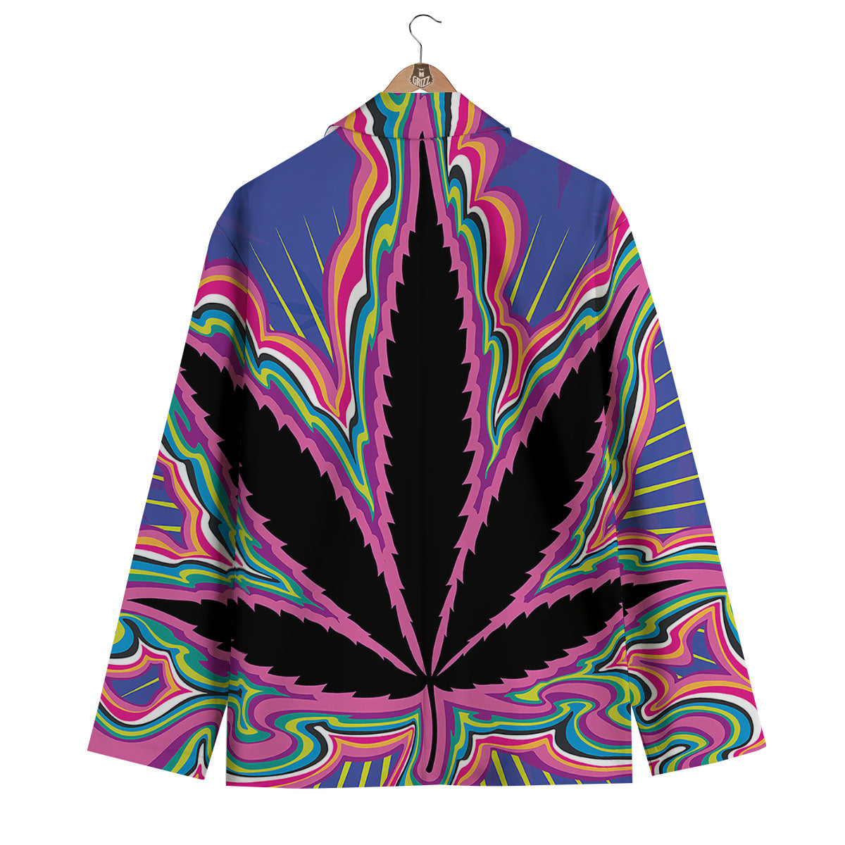 Cannabis Leaf Psychedelic Print Men's Blazer-grizzshop