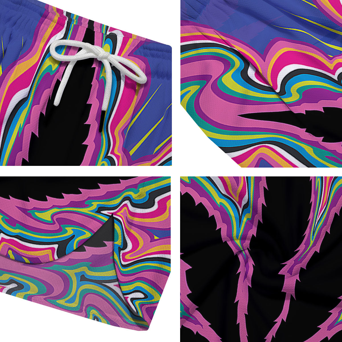 Cannabis Leaf Psychedelic Print Men's Running Shorts-grizzshop