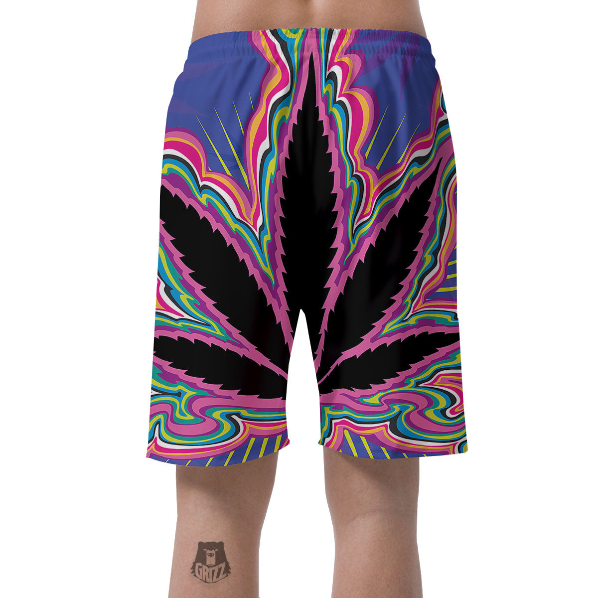 Cannabis Leaf Psychedelic Print Men's Shorts-grizzshop