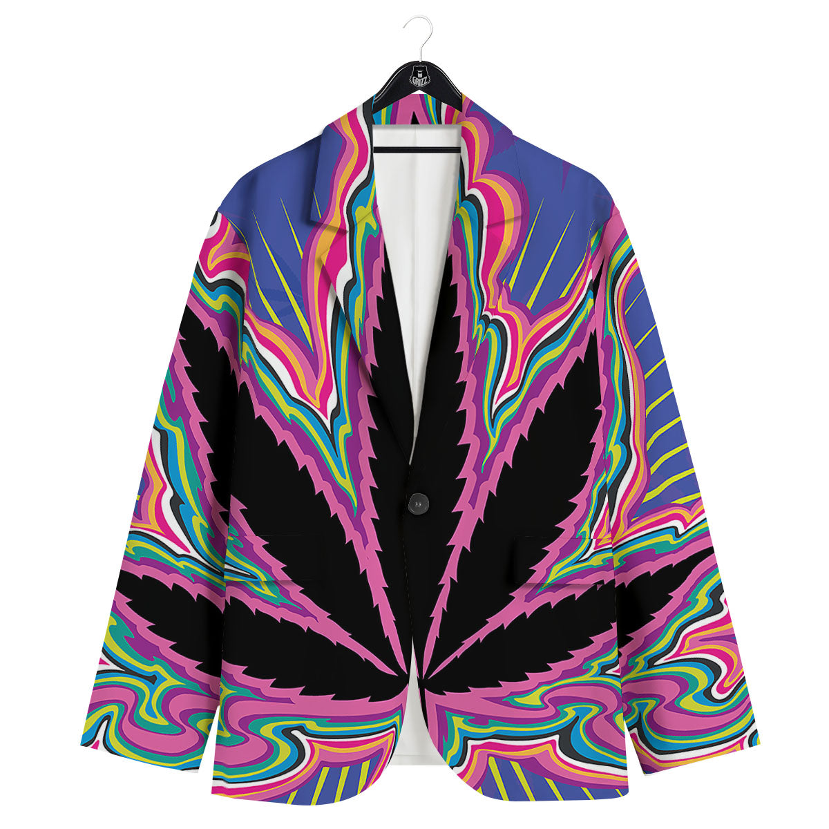 Cannabis Leaf Psychedelic Print Men's Sport Coat-grizzshop
