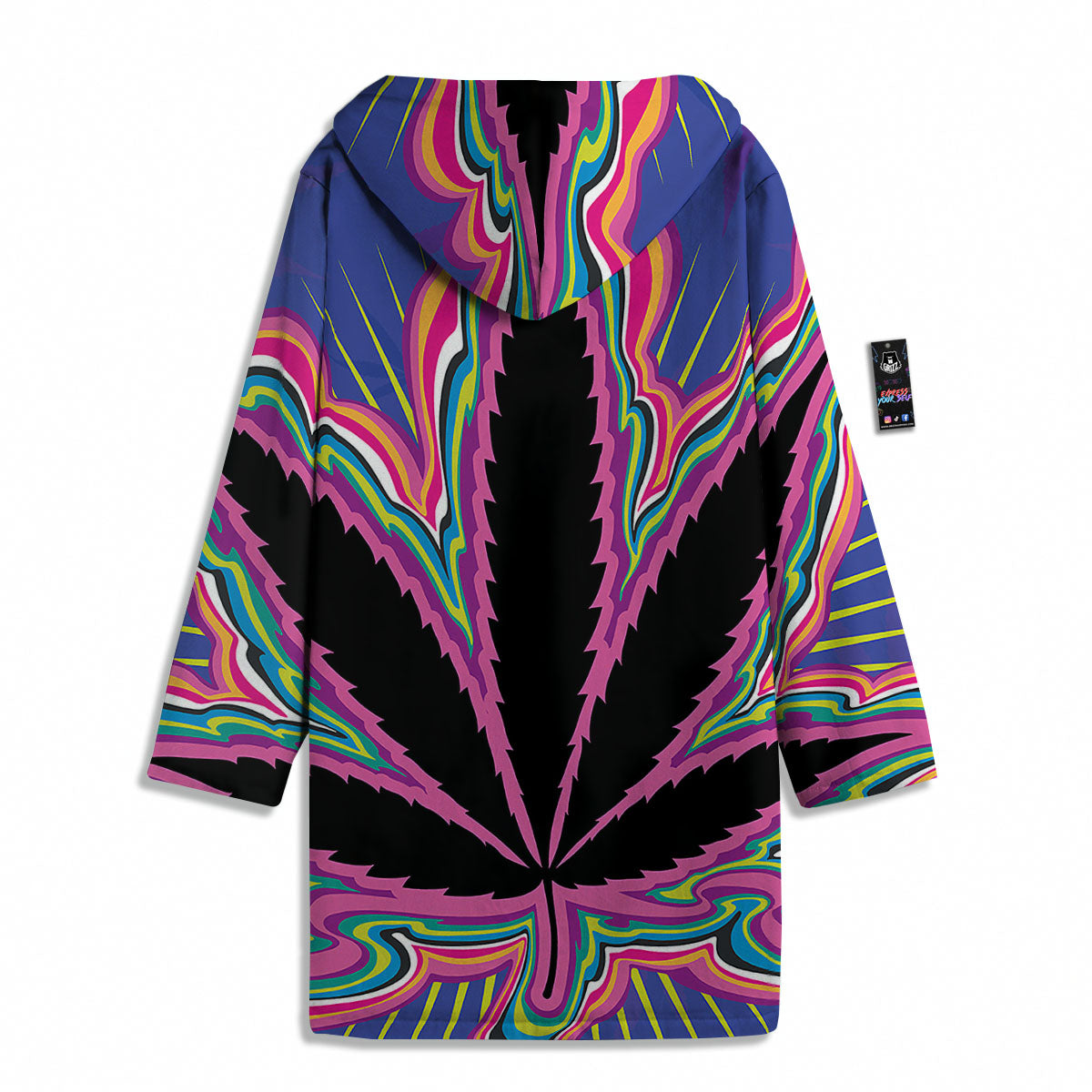 Cannabis Leaf Psychedelic Print Men's Windbreaker Jacket-grizzshop