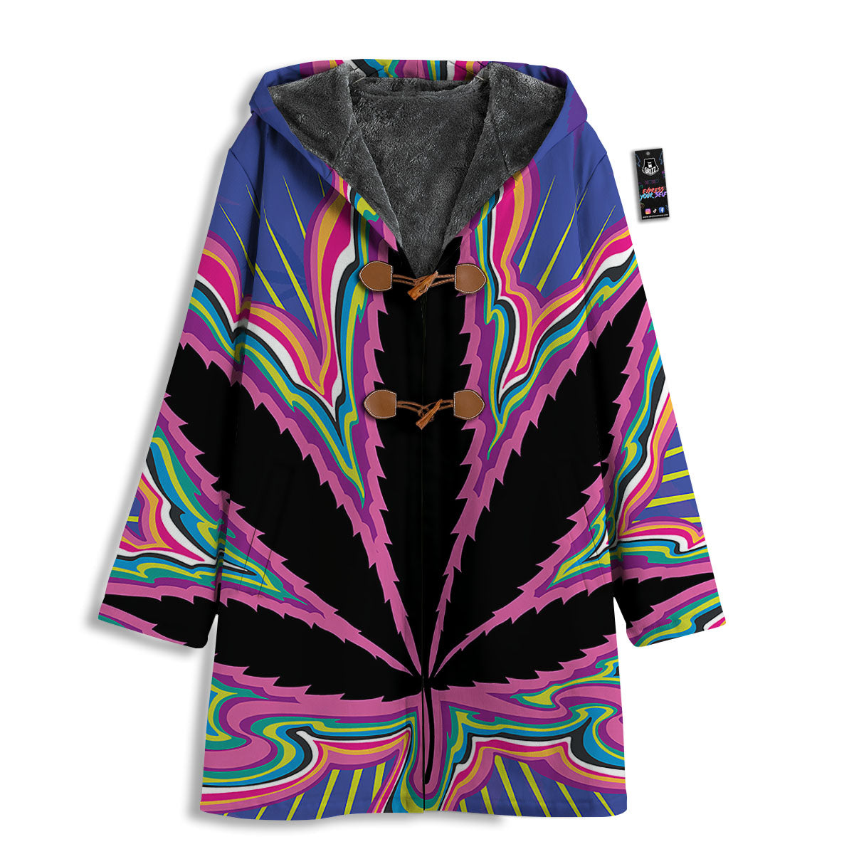 Cannabis Leaf Psychedelic Print Men's Windbreaker Jacket-grizzshop