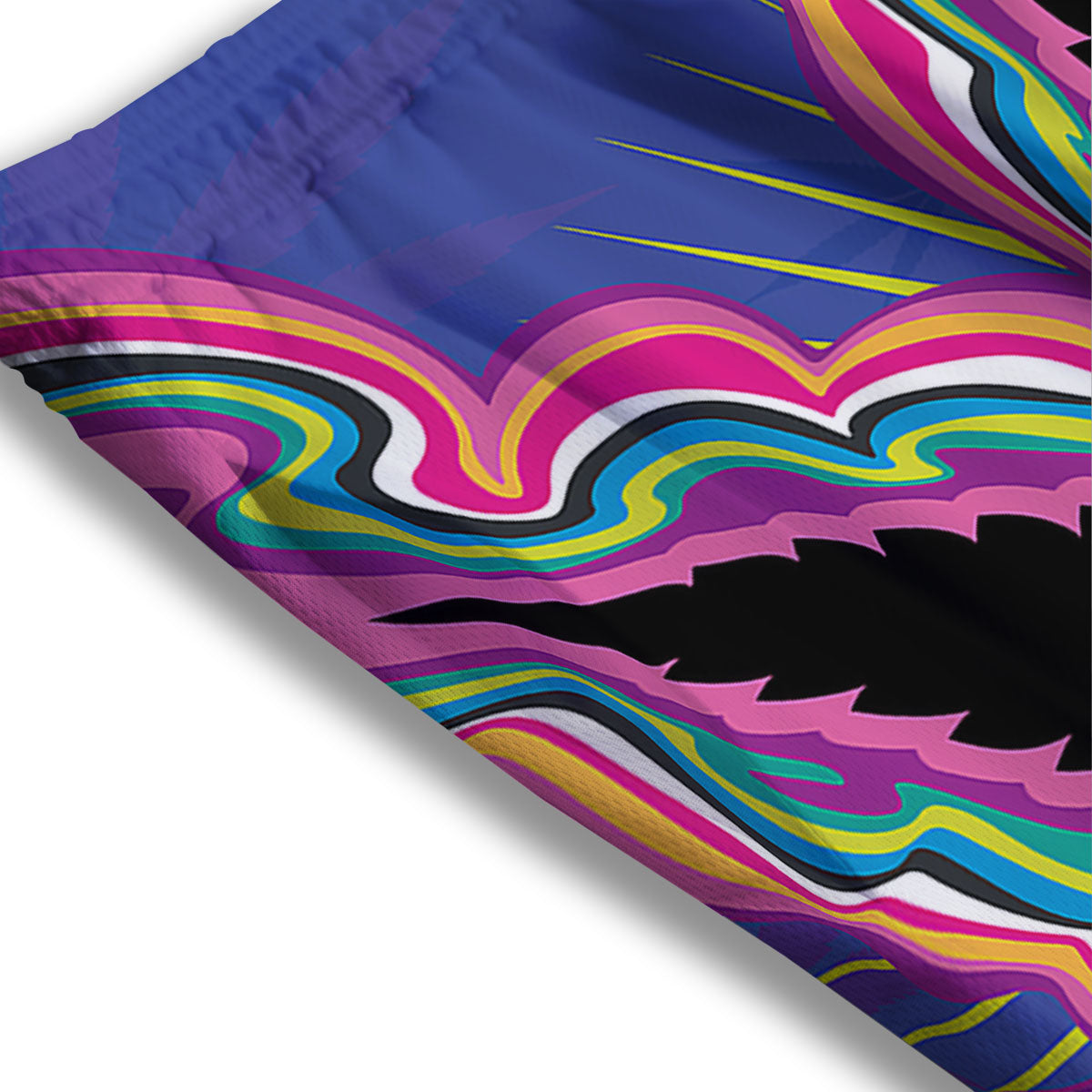 Cannabis Leaf Psychedelic Print Mesh Shorts
