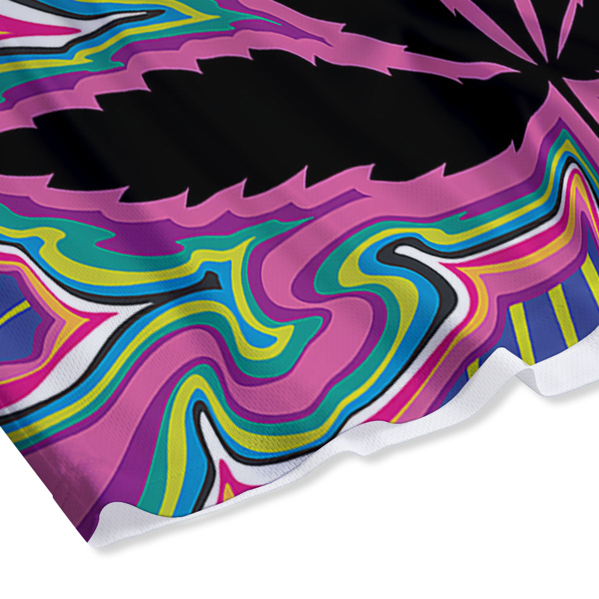 Cannabis Leaf Psychedelic Print Mesh Shorts