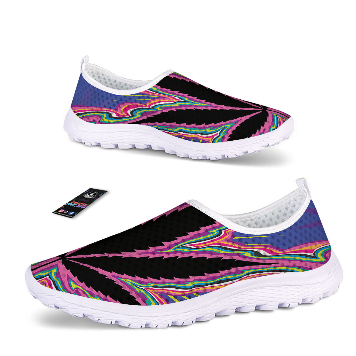 Cannabis Leaf Psychedelic Print Nurse Shoes-grizzshop