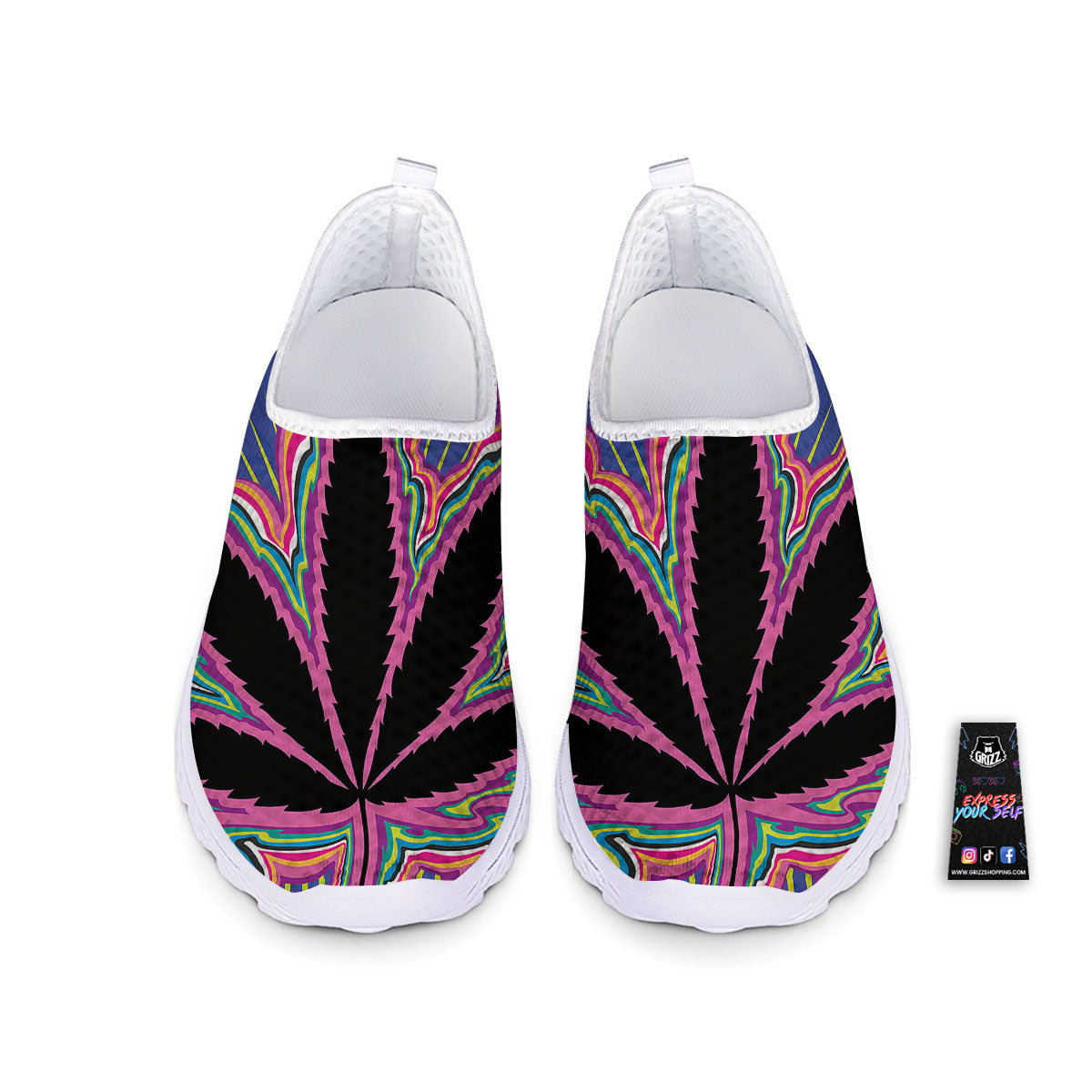 Cannabis Leaf Psychedelic Print Nurse Shoes-grizzshop