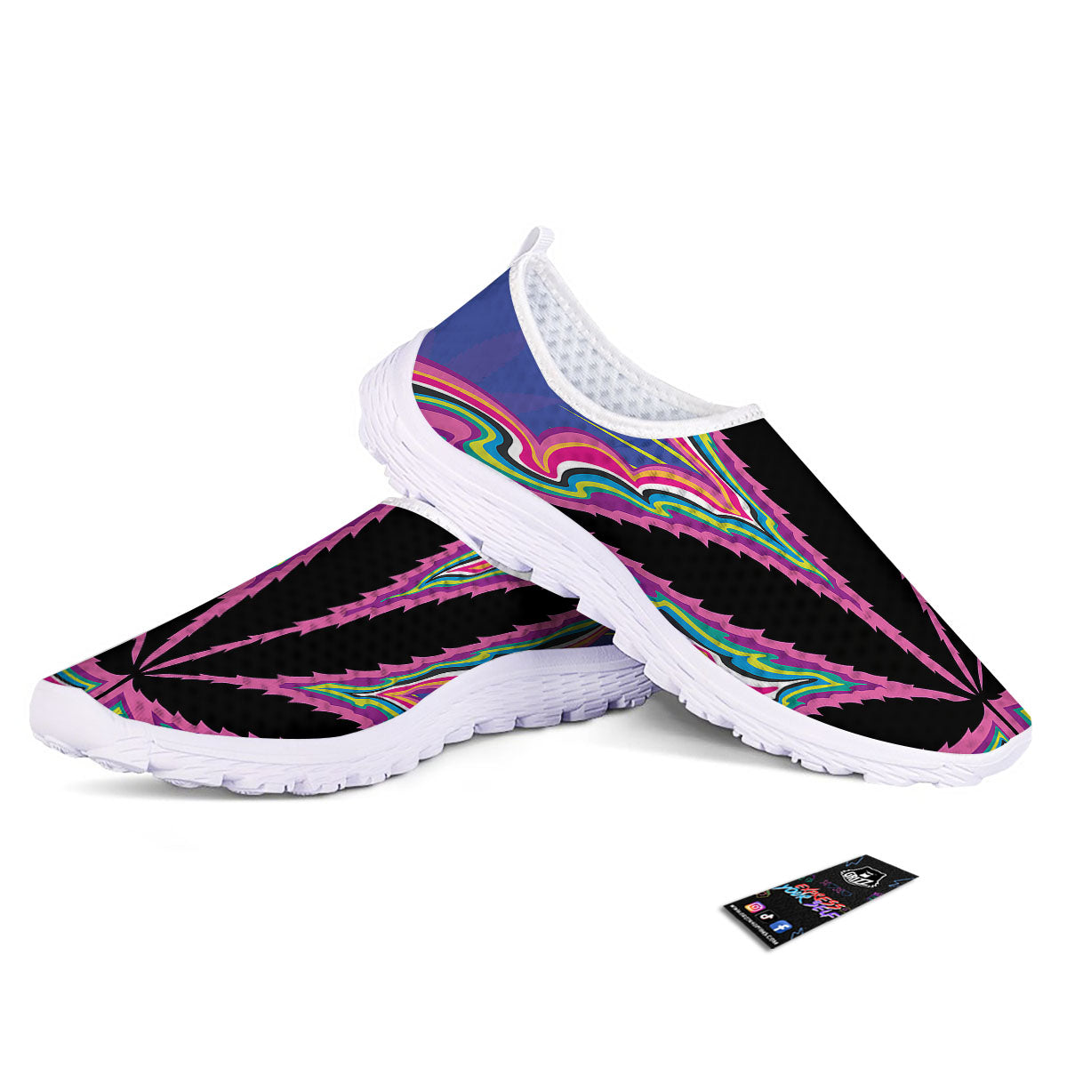 Cannabis Leaf Psychedelic Print Nurse Shoes-grizzshop