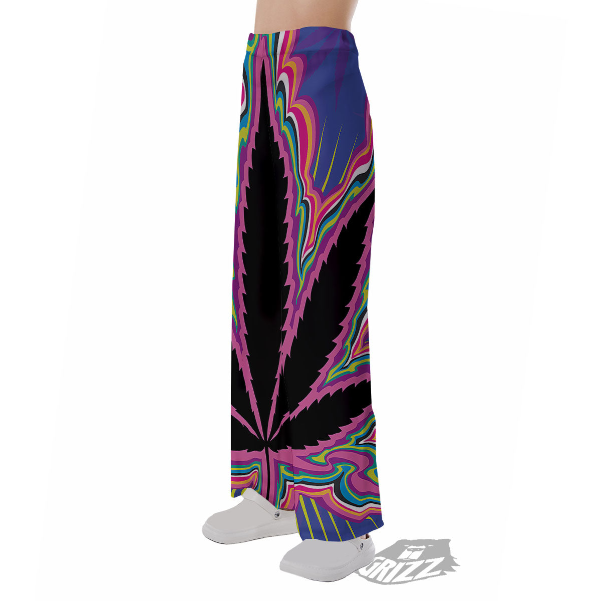 Cannabis Leaf Psychedelic Print Pajama Pants-grizzshop
