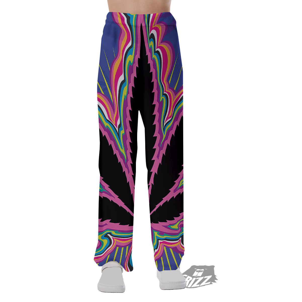 Cannabis Leaf Psychedelic Print Pajama Pants-grizzshop