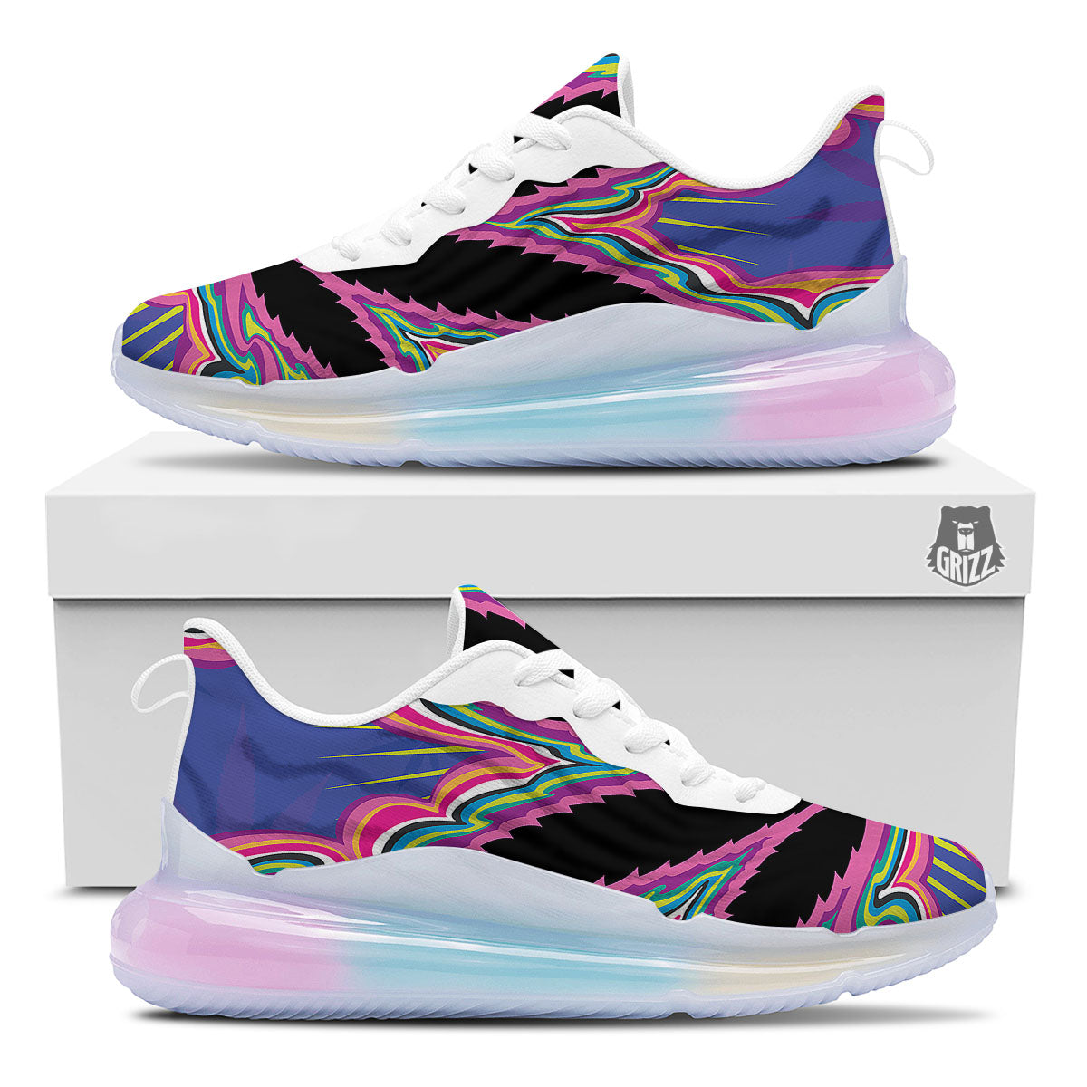 Cannabis Leaf Psychedelic Print Running Sneakers-grizzshop