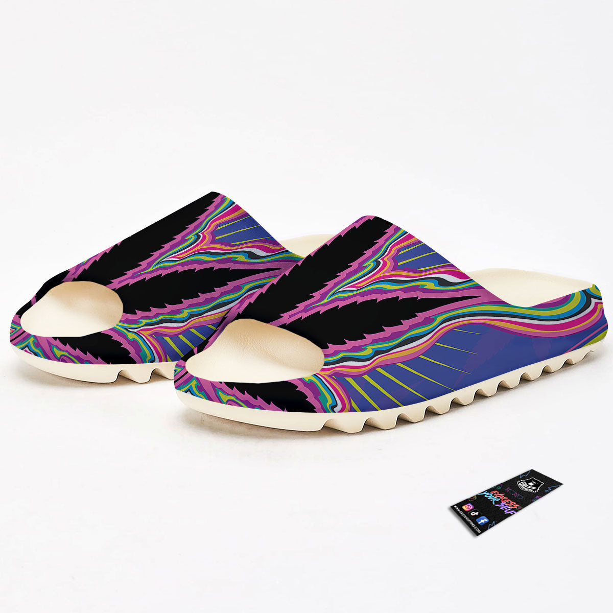 Cannabis Leaf Psychedelic Print Sandals-grizzshop