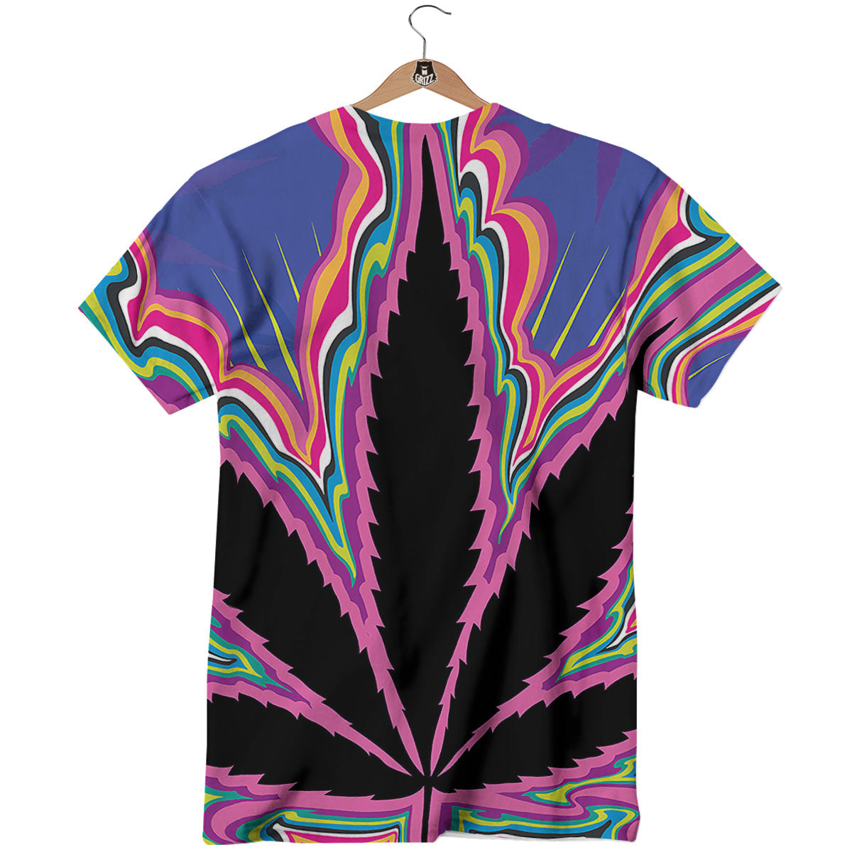 Cannabis Leaf Psychedelic Print T-Shirt-grizzshop