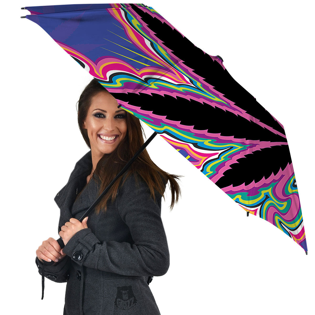 Cannabis Leaf Psychedelic Print Umbrella-grizzshop