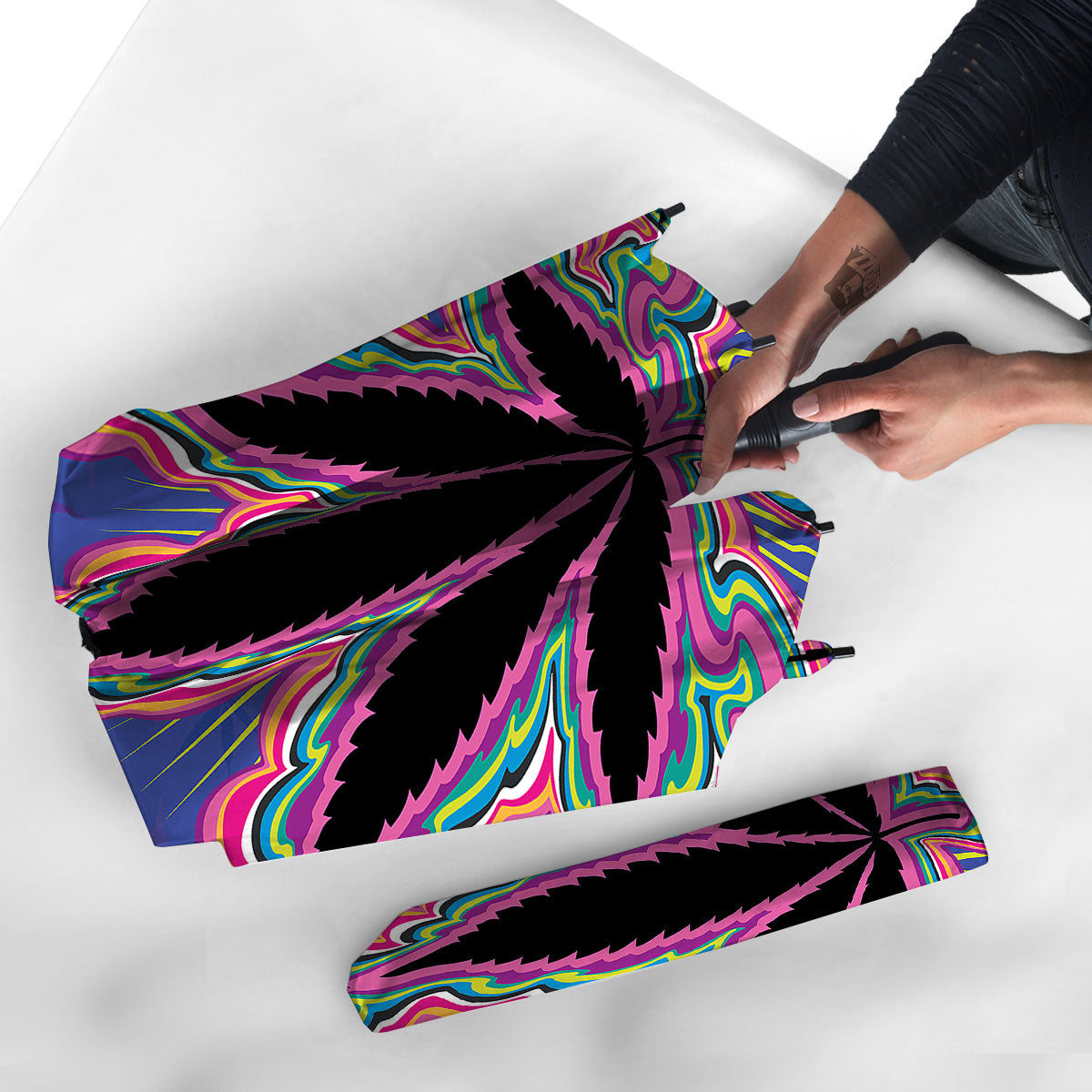 Cannabis Leaf Psychedelic Print Umbrella-grizzshop