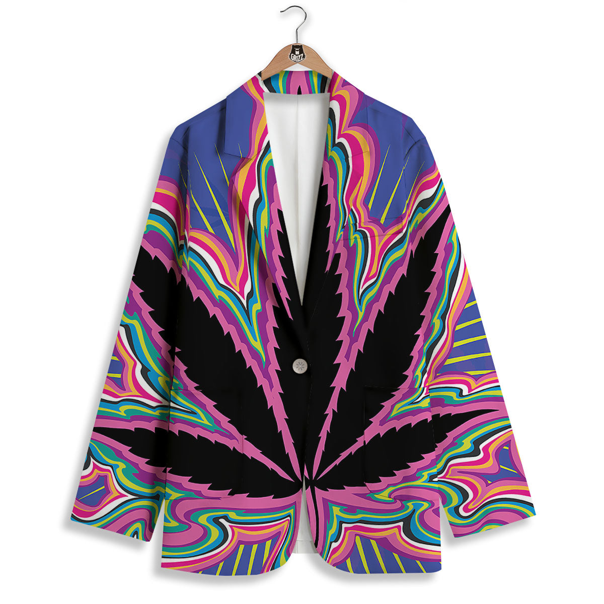 Cannabis Leaf Psychedelic Print Women's Blazer-grizzshop