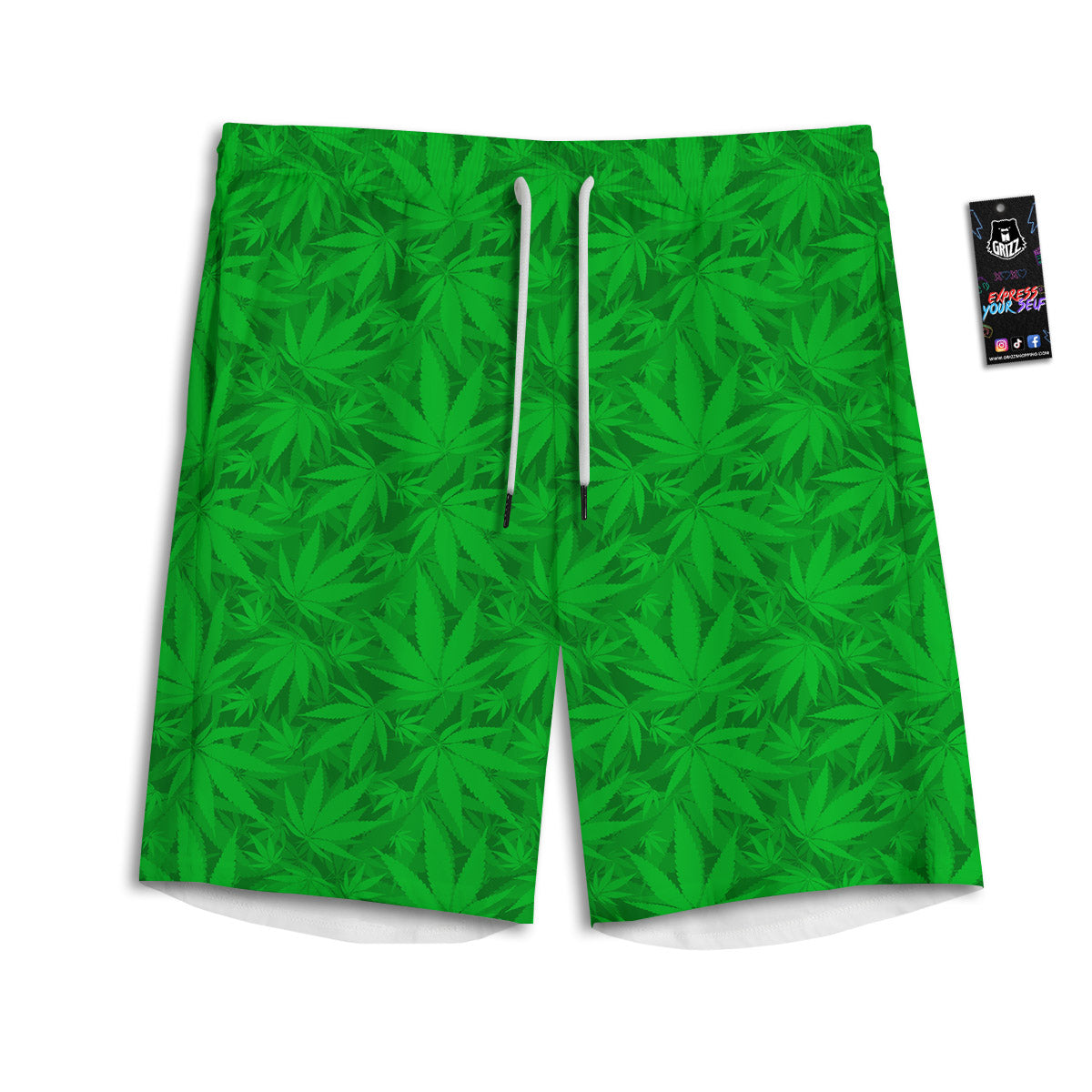 Cannabis Leaves Print Pattern Men's Athletic Shorts