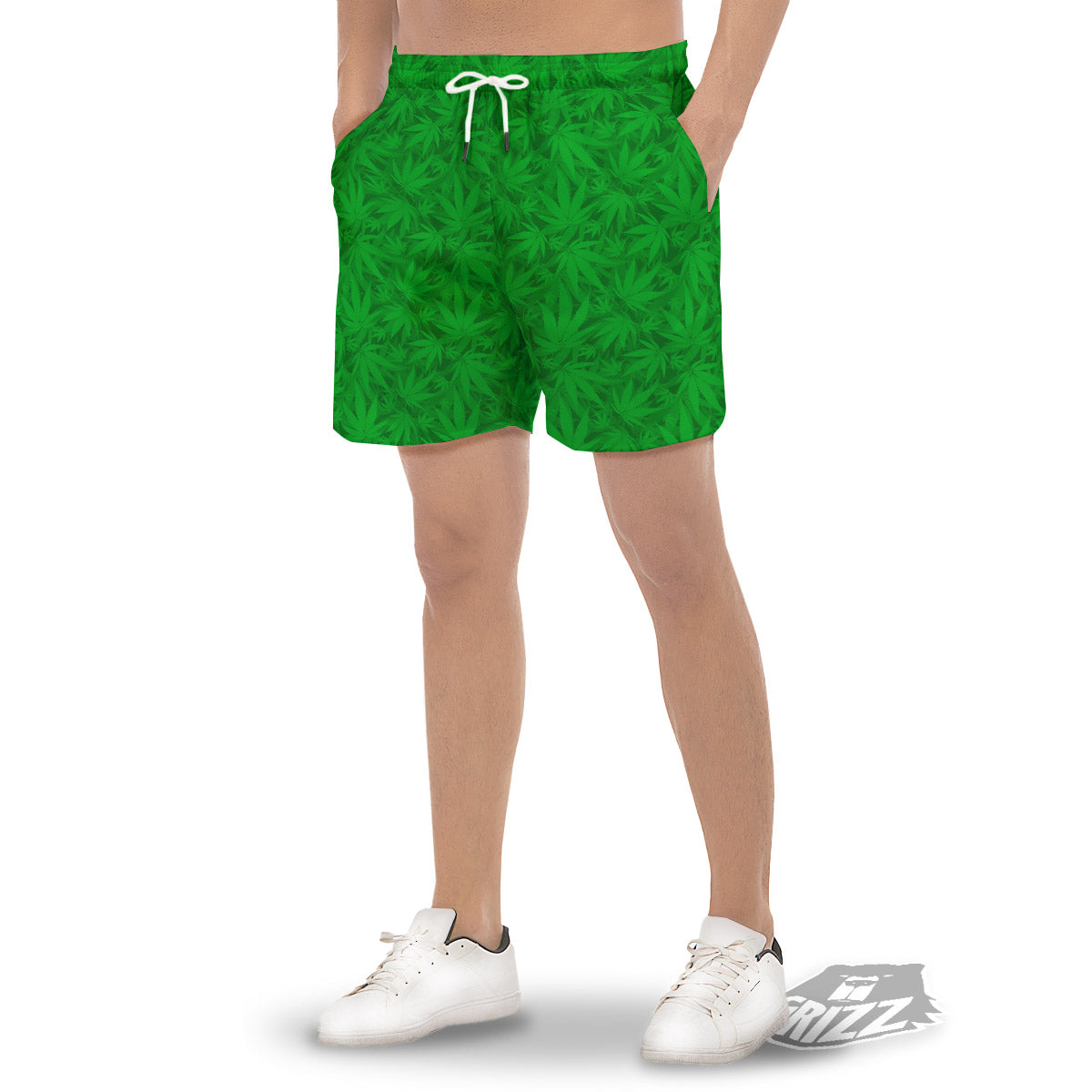 Cannabis Leaves Print Pattern Men's Gym Shorts-grizzshop