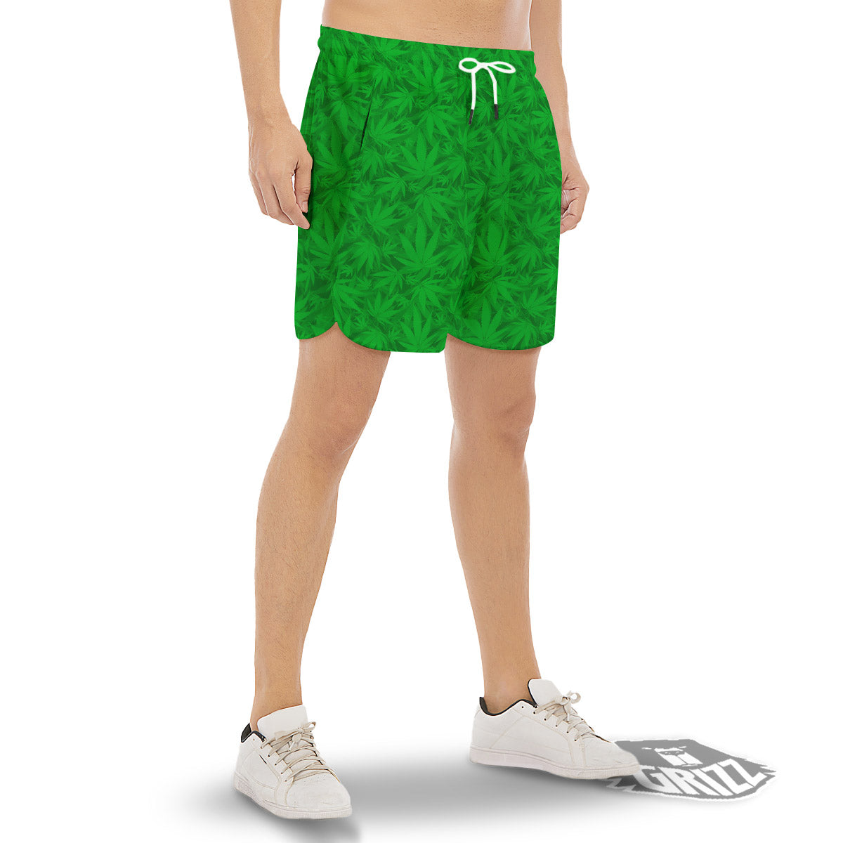 Cannabis Leaves Print Pattern Men's Gym Shorts-grizzshop