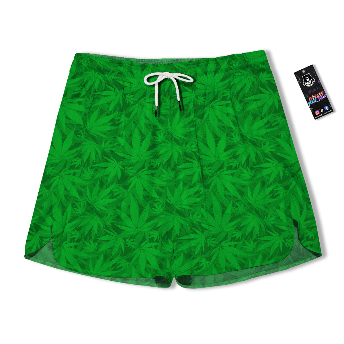 Cannabis Leaves Print Pattern Men's Running Shorts-grizzshop