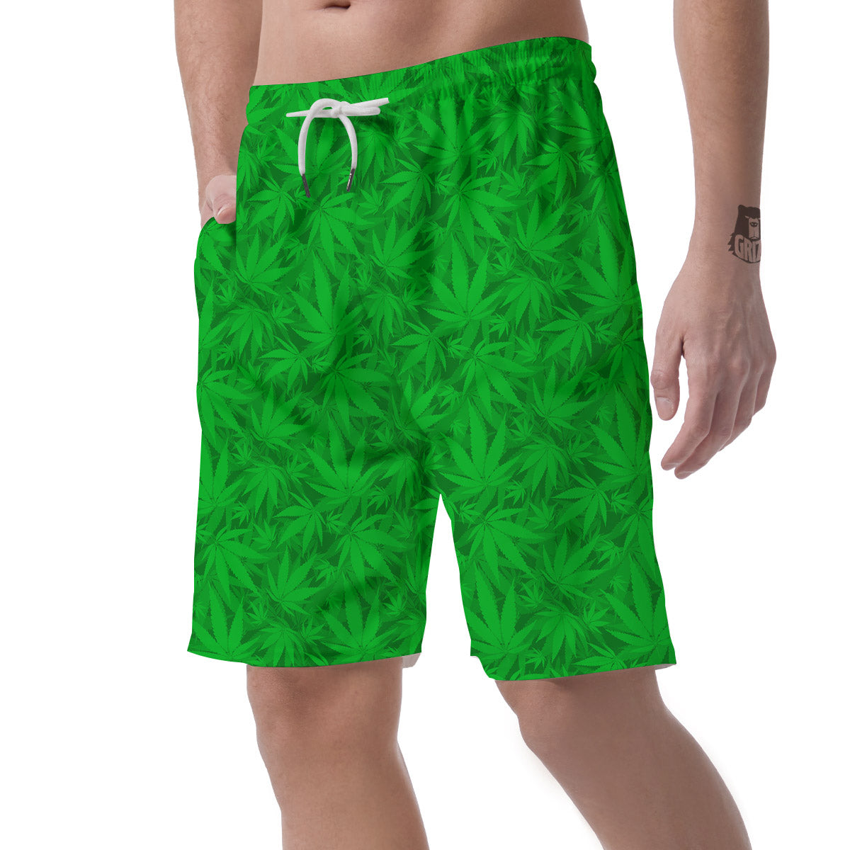Cannabis Leaves Print Pattern Men's Shorts-grizzshop