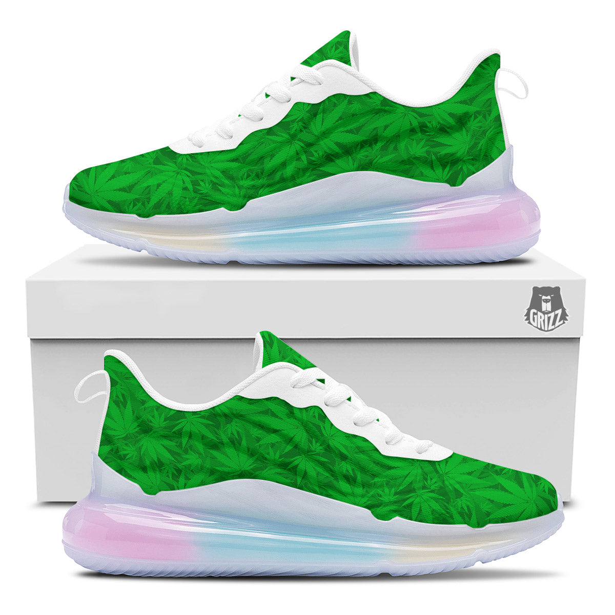Cannabis Leaves Print Pattern Running Sneakers-grizzshop
