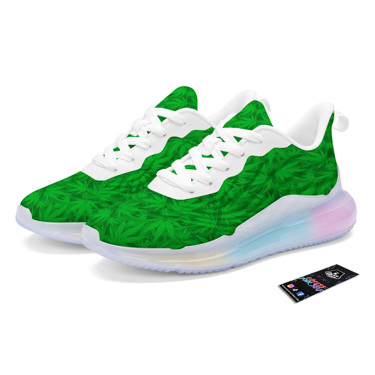 Cannabis Leaves Print Pattern Running Sneakers-grizzshop